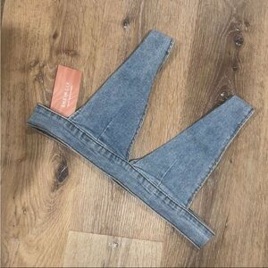 SHEIN Denim Triangle Bralette - Blue Wash
